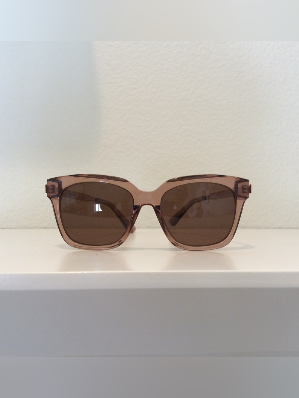 Diff Eyewear Light Pinkish-Brown Transparent Square Sunglasses